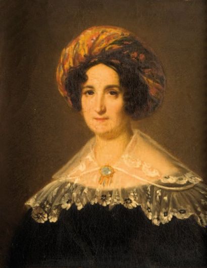 Louis HERSENT (1777-1860) Portrait de Mme Sophie Gay. Huile sur toile. Provenance...