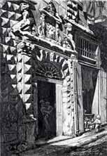 Valère BERNARD (1860-1936) La maison diamantée. Eau-forte. Numérotée 51/100. 45 x...
