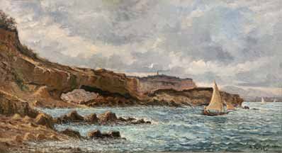 A. REGGIO Le Cap Pinède. Huile sur toile. Signée en bas à droite et datée 1880. 45...