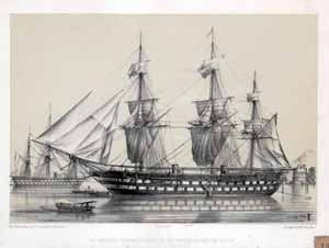 Louis LEBRETON Le Napoléon vaisseau à hélices de 950 chevaux, en rade de Toulon....