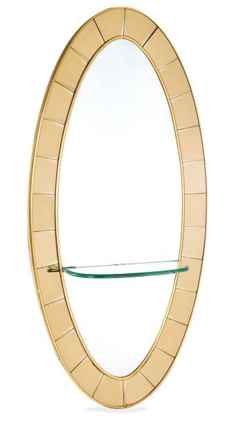 - CRISTA L ART Important miroir. Verre, métal doré. Circa 1960. H. : 220 cm.