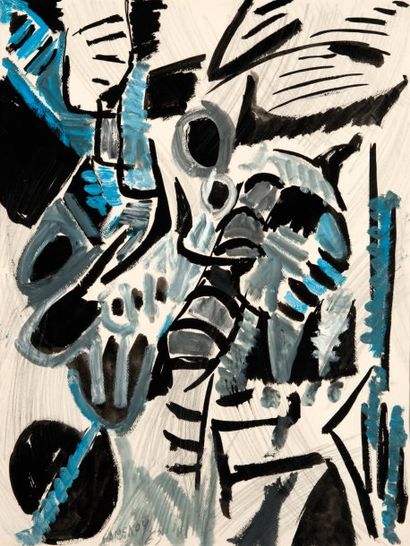 - ANDRE LANSKOY (1902-1976) Composition, 1963. Gouache et mine de plomb sur papier....