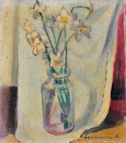 ANDRE VERDILHAN (1881-1963) Bouquet. Huile sur panneau. Signé en bas à droite. 30...