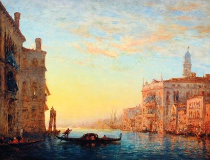 FELIX ZIEM (1821-1911) Venise, le grand canal. Huile sur panneau. Signée en bas à...
