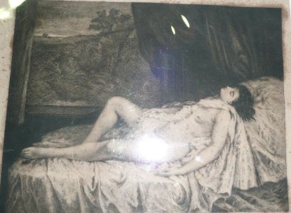 Gustave COURBET Femme couchée. Gravure par Damman. 30,5 x 43 cm. Gazette Drouot