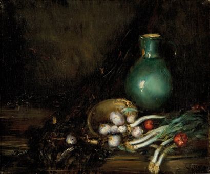 - Raymond ALLEGRE (1857-1933) Natures mortes. Paire d'huiles sur toile. Signées en...