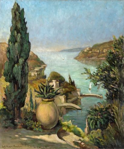 - Jos Henri PONCHIN (1897-1981) La rade de Villefranche. Huile sur toile. Signée...