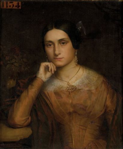 - Dominique Antoine MAGAUD (1817-1899) Portrait. Huile sur panneau. Signée en bas...