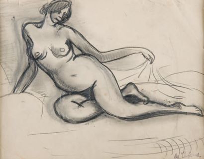 - Auguste CHABAUD (1882-1955) Nu sur le sofa. Dessin. Signé en bas à droite. 23 x...