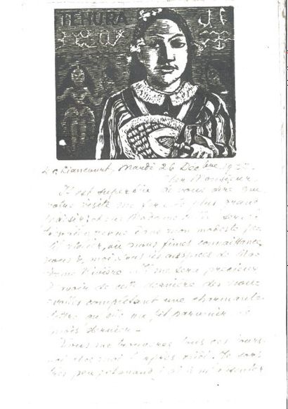 Georges-Daniel de Monfreid Belle lettre à propos de son travail de graveur, in-4,... Gazette Drouot