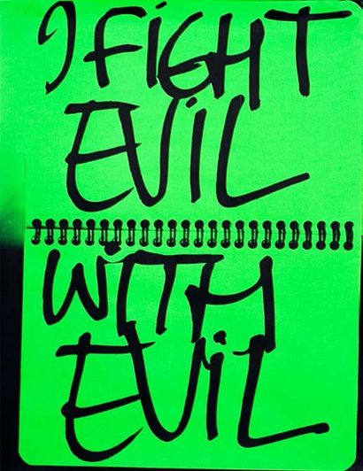 KARINE SANTI WEIL Evil/Evil, 2016
Sérigraphie, encre noire sur papier fluo, 4 exemplaires...
