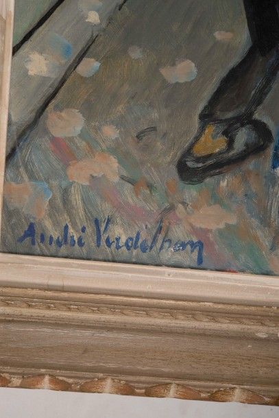 null André VERDILHAN (1881-1963)

Sur le quai.

Huile sur carton.

Signée en bas...