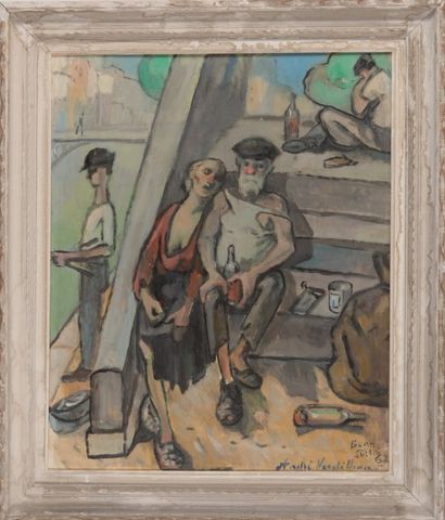 null André VERDILHAN (1881-1963)

Sur les marches.

Huile sur panneau.

Signée en...