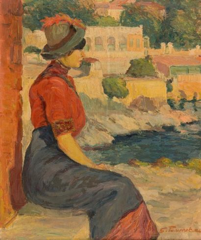null Georges POMERAT (XIX-XX)

Femme assise sur la corniche.

Huile sur toile.

Signée...