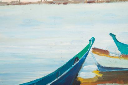 null Hervé VILLECHAIZE (1943-1993)

Barque sur la plage. 1963.

Huile sur toile.

Signée...