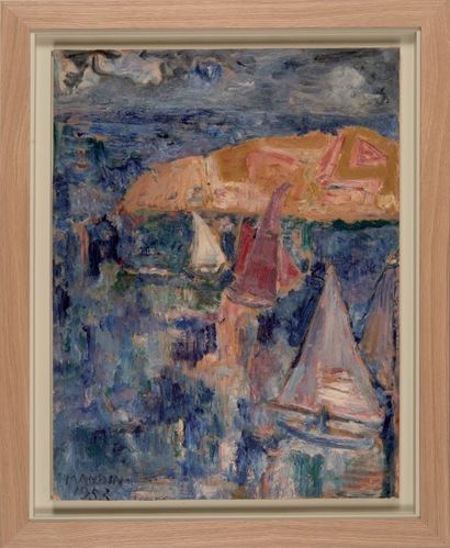 null Richard MANDIN (1909-2002)

Bateaux en mer. 1952.

Huile sur papier marouflée...