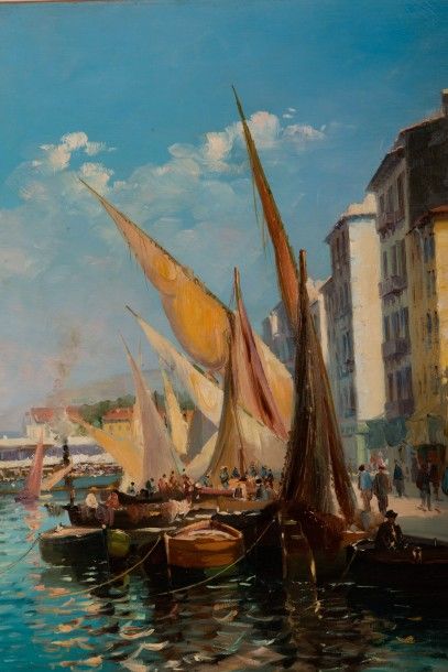 null Louis NATTERO (1870-1915)

Le port de Toulon animé.

Huile sur toile.

Signée...