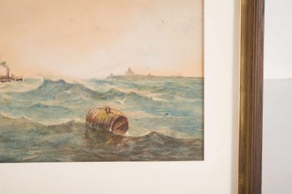 null Émile HENRY (1842-1920)

Bateaux en mer.

Aquarelle.

Signée en bas à gauche.

23...