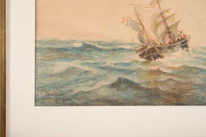 null Émile HENRY (1842-1920)

Bateaux en mer.

Aquarelle.

Signée en bas à gauche.

23...