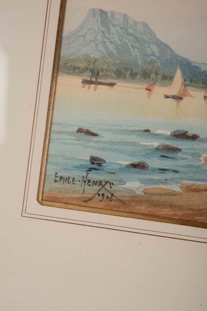 null Émile HENRY (1842-1920)

Pêcheurs sur la plage. 1908.

Aquarelle.

Signée et...
