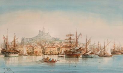 Émile HENRY (1842-1920) 
Le port de Marseille,...