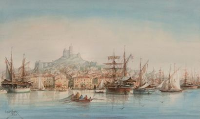 null Émile HENRY (1842-1920)

Le port de Marseille, Notre Dame de la Garde. 1902.

Aquarelle.

Signée...
