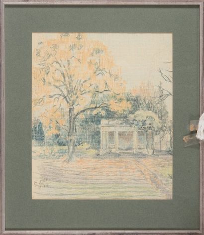 null Léo LELÉE (1872-1947)

Kiosque dans le parc. 1918.

Crayon de couleur.

Signé...