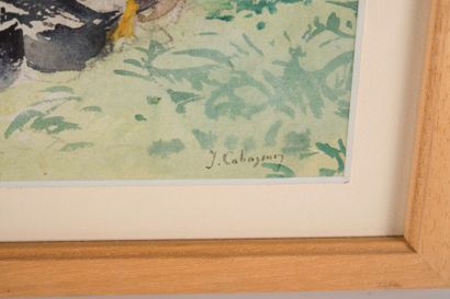null Joseph CABASSON (1841-1920)

Les canards.

Aquarelle.

Signée en bas à droite.

16...
