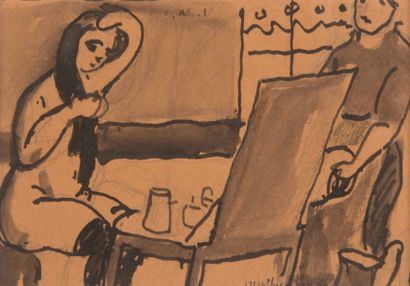 null Louis Mathieu VERDILHAN (1875-1928)

Femme devant sa coiffeuse.

Encre de chine.

Signée...