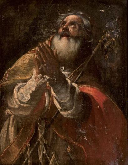 null Attribué à Giovanni Antonio BURRINI

(1656–1727)

Saint Evêque, probablement...