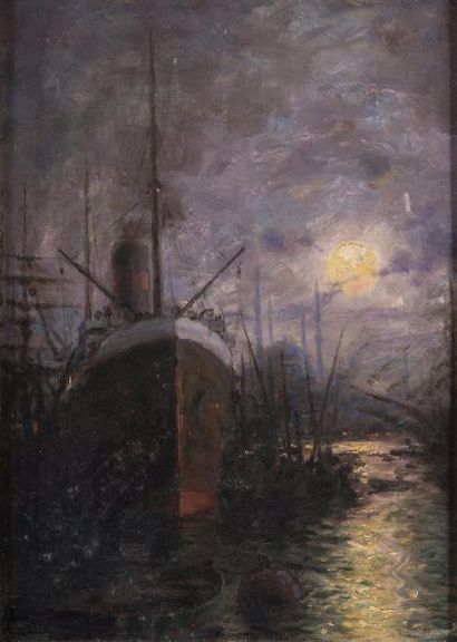 null ALYNAK HRAND (1880-1938) 

Le port de Constantinople au crépuscule 

Huile sur...
