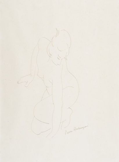 Pierre AMBROGIANI (1907-1985) Jeune femme nue.Lavis d'encre.Signé en bas à droite.59...