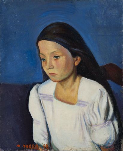 Antoine SERRA (1908-1995) Portrait d'une jeune fille.Huile sur toile.Signée et datée...