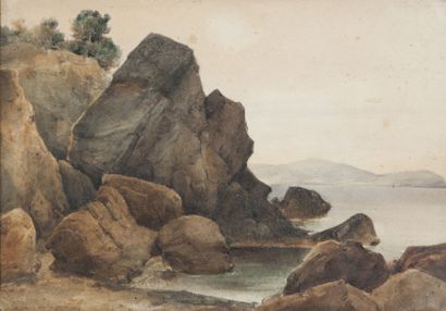 Vincent COURDOUAN (1810-1893) Paysage d'après nature.Aquarelle.Signée et datée 1834...