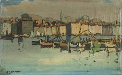 Jean GUINDON (1883-1976) Le Vieux Port de Marseille.Huile sur toile.Signée en bas...