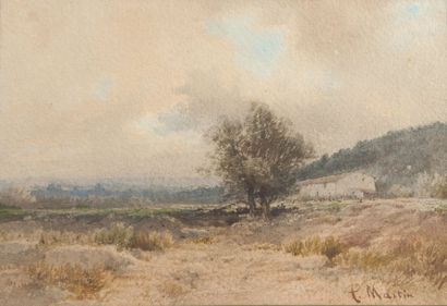 Paul MARTIN (1830-1903) Paysage de Provence.Aquarelle.Signée en bas à droite.17 x...