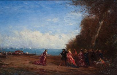 Félix ZIEM (1821-1911) La promenade du Doge.Huile sur toile.Cachet d'atelier numéro...