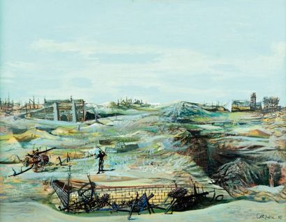 Jean CARZOU (1907-2000) Les fortins, 1950. Huile sur toile. Signée et datée en bas...