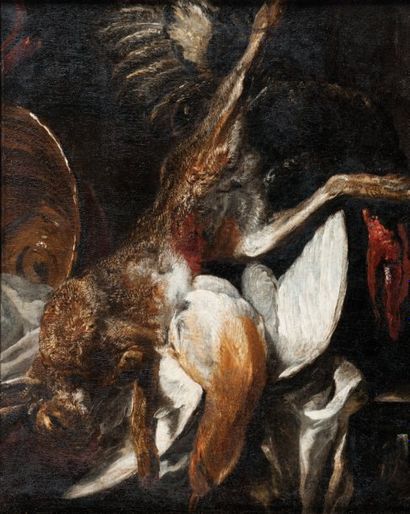 Jan FYT (1611-1661) attribué à Nature morte au gibier. Toile. 61 x 76 cm.
