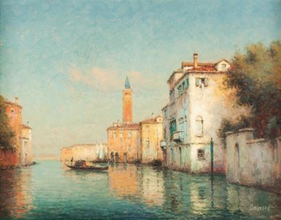 Georges Noël BOUVARD (1912-1975) Canal à Venise. Huile sur toile. Signée en bas à...