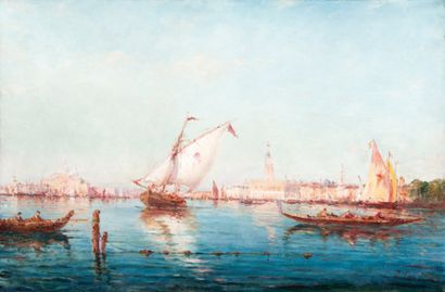 Leopold ZILLER Le grand canal à Venise. Huile sur toile. Signée en bas à droite....