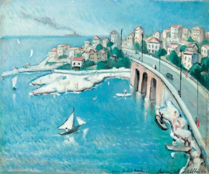 André VERDILHAN (1881-1963) Le pont de la Fausse Monnaie. Huile sur panneau. Signée...