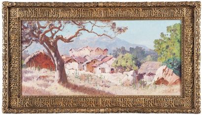 Eugène DESHAYES (1868 -1939) Village en Petite Kabylie, Algérie, 1905. Huile sur...