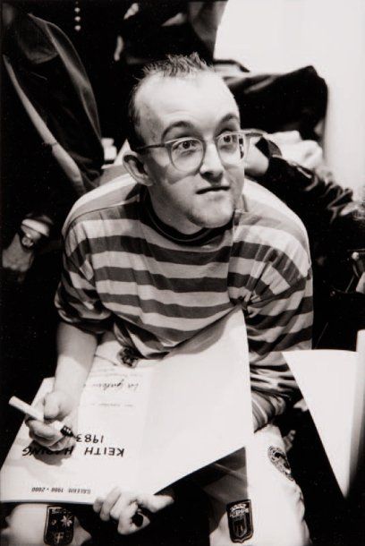 MICHEL GINIES (1952) Keith Haring à la galerie 1900-2000, 15 janvier 1990. Tirage...