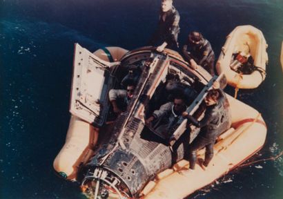 NASA Gemini VIII, Récupération des astronautes Armstrong et Scott dans le pacifique,...