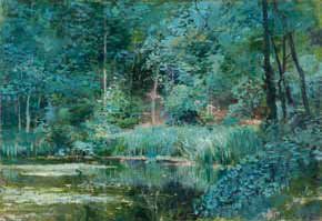 André PAULIN-BERTRAND (1852-1940) Etang dans la forêt. Huile sur toile. Signée en...