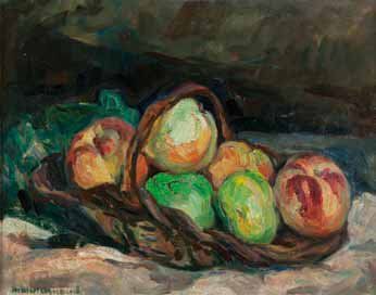 Marcel ARNAUD (1877-1956) Nature morte aux pommes. Huile sur toile. Signée en bas...
