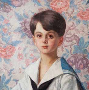 Eugène PASCAU (1875-1944) Portrait d'un jeune garçon en marin. Huile sur toile. Signée...