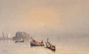 Vincent COURDOUAN (1810-1893) Pêcheurs devant Naples. Pastel. Signé et daté 1849...