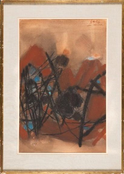 null Chu Teh-CHUN (CHN/1920-2014)
Composition, ca. 1960
Gouache sur papier
53 x 35...